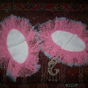 Vintage 9" Pink Hand Crocheted Ruffled TABLE TOP Doily Grannycore Cottagecore